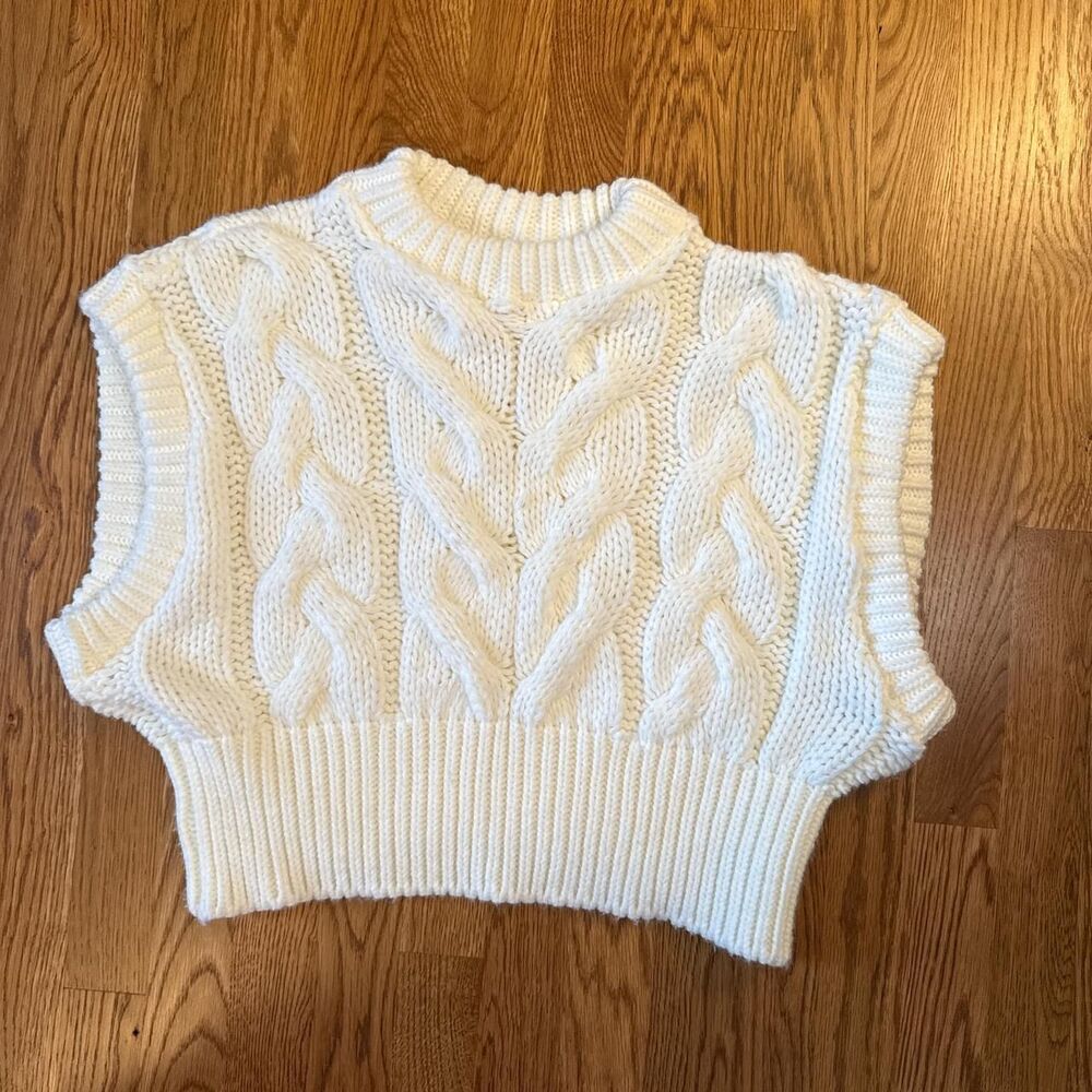 Topshop Women's White and Cream Jumper